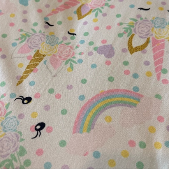 Unicorn rainbow polkadot ruffle short sleeve jumpsuit birthday outfit size 2T - Picture 6 of 6